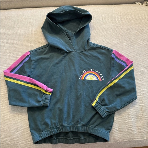 Hanna Andersson Other - Girls Hanna Andersson Kids Rainbow Cropped Hoodie Sweatshirt green pink yellow